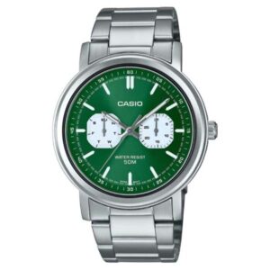 Casio MTP-E335D-3EVDF Green Dial Stainless Steel Men Watch