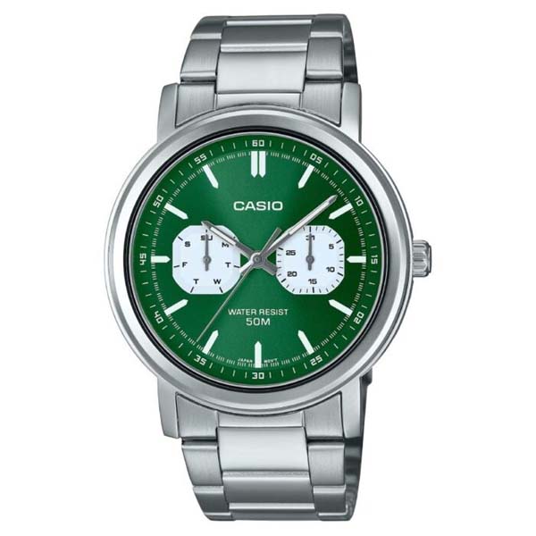 Casio MTP-E335D-3EVDF Green Dial Stainless Steel Men Watch