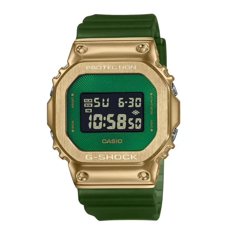 Casio GM-5600CL-3 G-Shock Digital Gold Tone Bezel Green Strap Watch