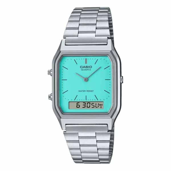Casio AQ-230A-2A2 Retro Turquoise Analog Digital Mens Watch AQ-230