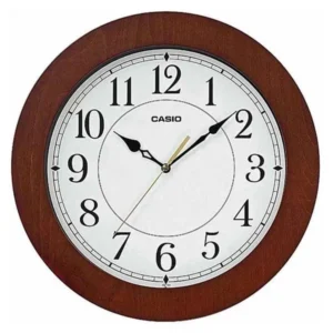 CASIO IQ-133-5DF Wall Clock Maroon Wood Frame