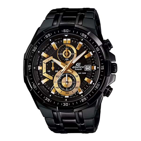 Casio Edifice EFR-539BK-1A Black Gold Ion Plated Mens Watches