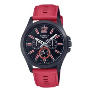 Casio MTP-E350BL-1BVUDF Black Dial Leather Strap Quartz Men's Watch