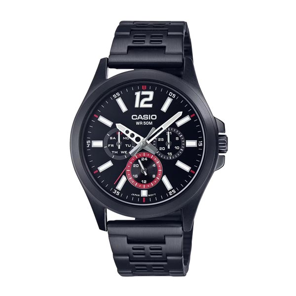 Casio MTP-E350B-1BVDF Stainless Steel Black Chain Watch 1