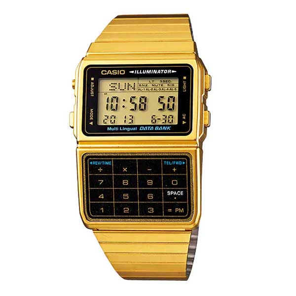 Casio DBC611G-1D Data Bank Gold Digital Calculator Watch