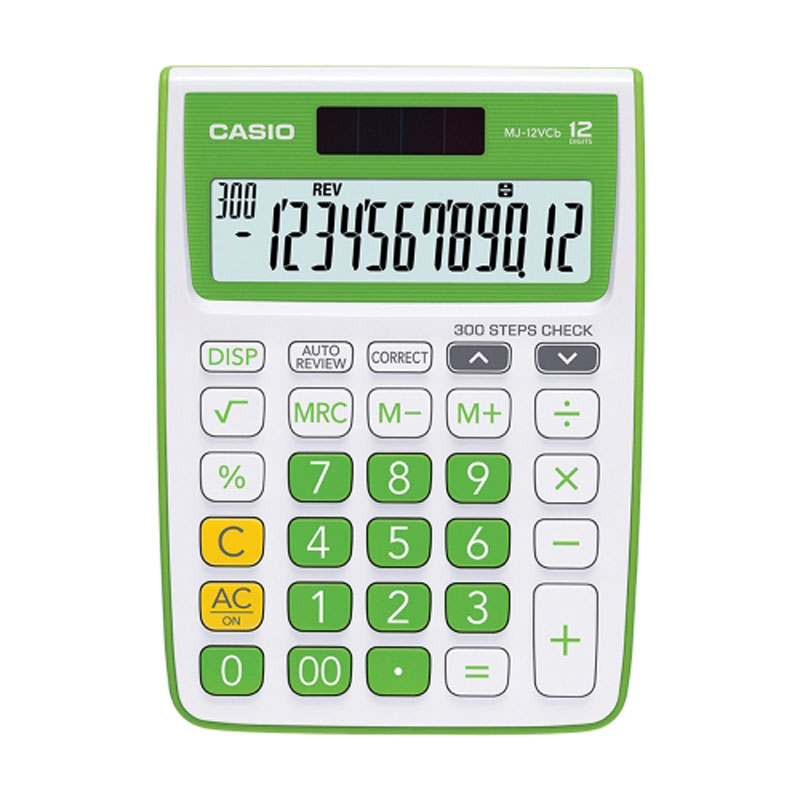 Casio MJ-12VCB-GN Solar and Battery Powered Basic Calculator