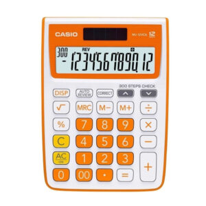 Casio MJ-12VCB-RG Solar and Battery Powered Basic Calculator-Orange