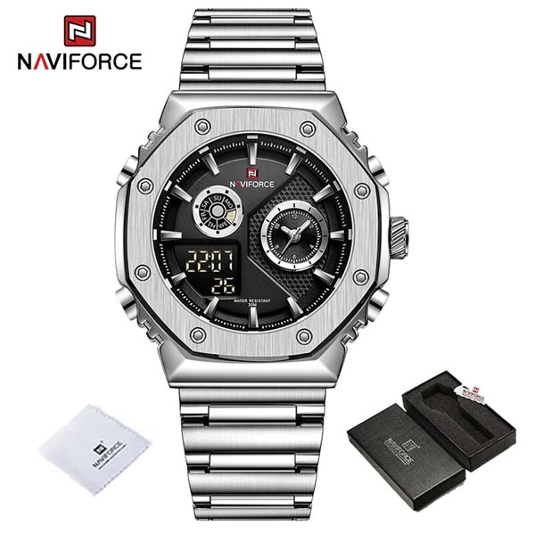 NAVIFORCE NF-9216S Dual Time Display LCD Digital Analog Watch