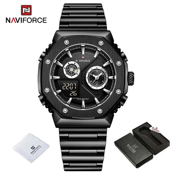 NAVIFORCE NF-9216S Dual Time Display LCD Digital Analog Watch