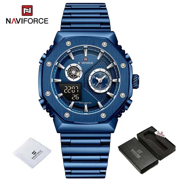 NAVIFORCE NF-9216S Dual Time Display LCD Digital Analog Watch