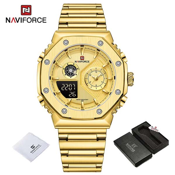 NAVIFORCE NF-9216S Dual Time Display LCD Digital Analog Watch
