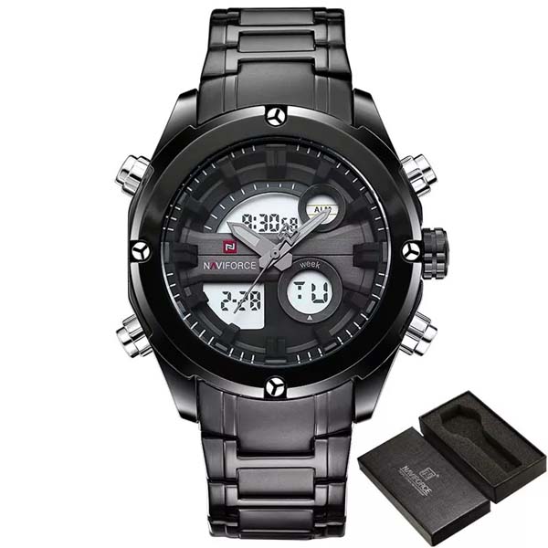 NAVIFORCE NF9088 Stainless Steel Dual Time Wrist Watch For Men