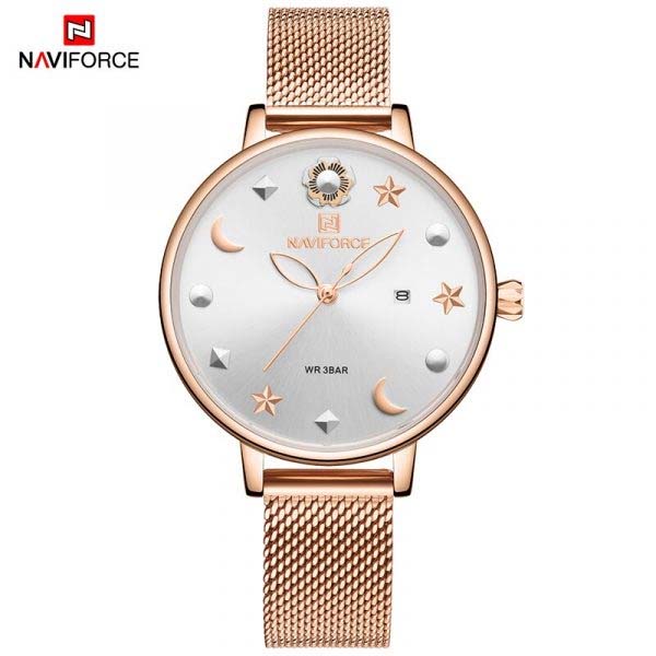 NAVIFORCE NF5009 Mesh Stainless Steel Analog Watch For Women 2