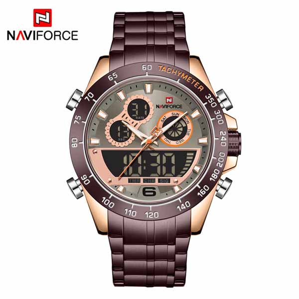 NAVIFORCE 9188 Steel Watch Brown