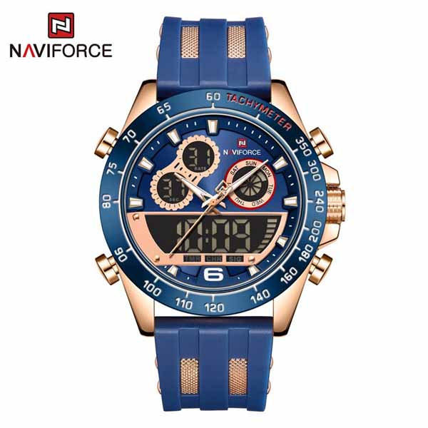 Naviforce 9188 Rubber Belt Sport Watch Blue Rose Gold