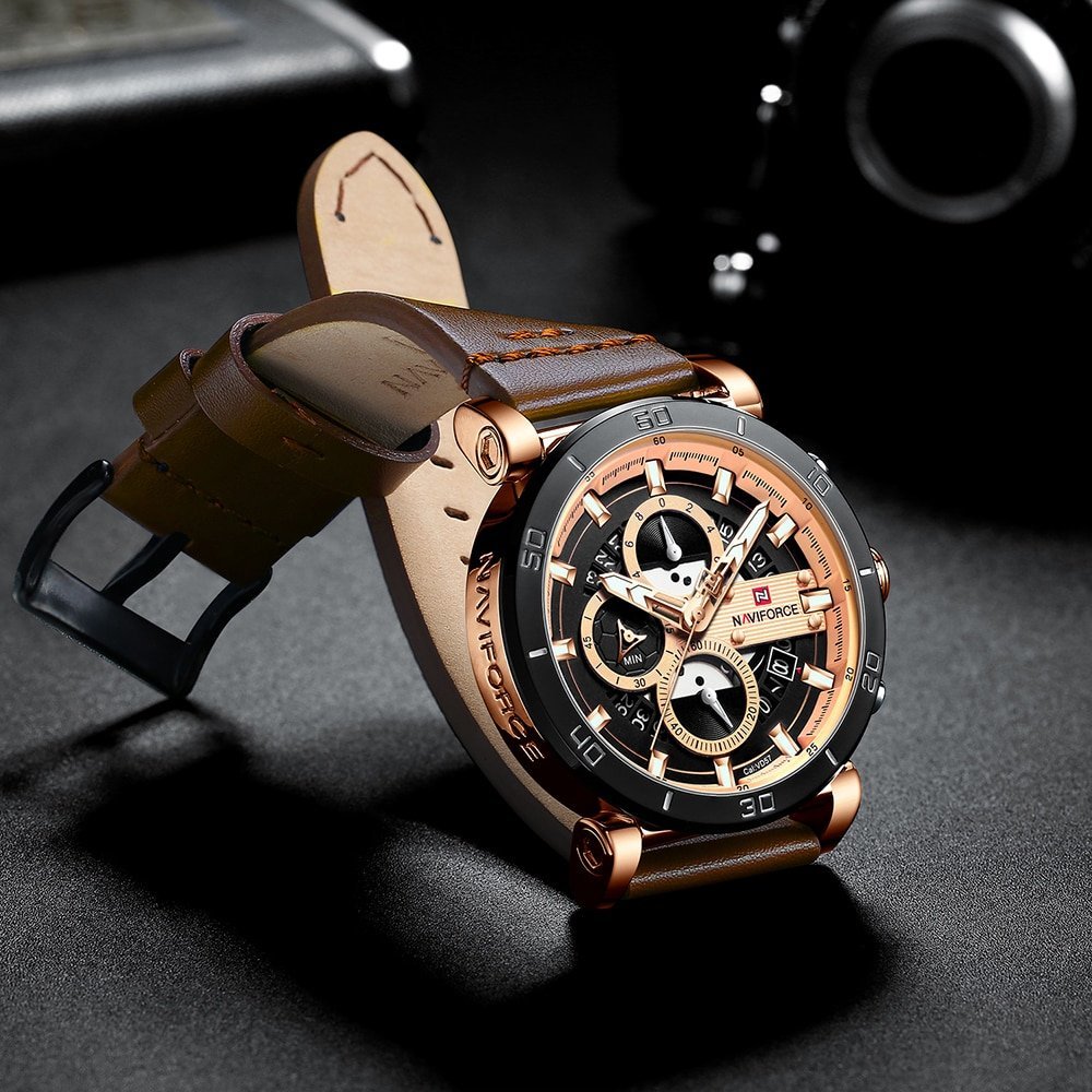 Naviforce NF9131 Analog Sports Leather Quartz Watch