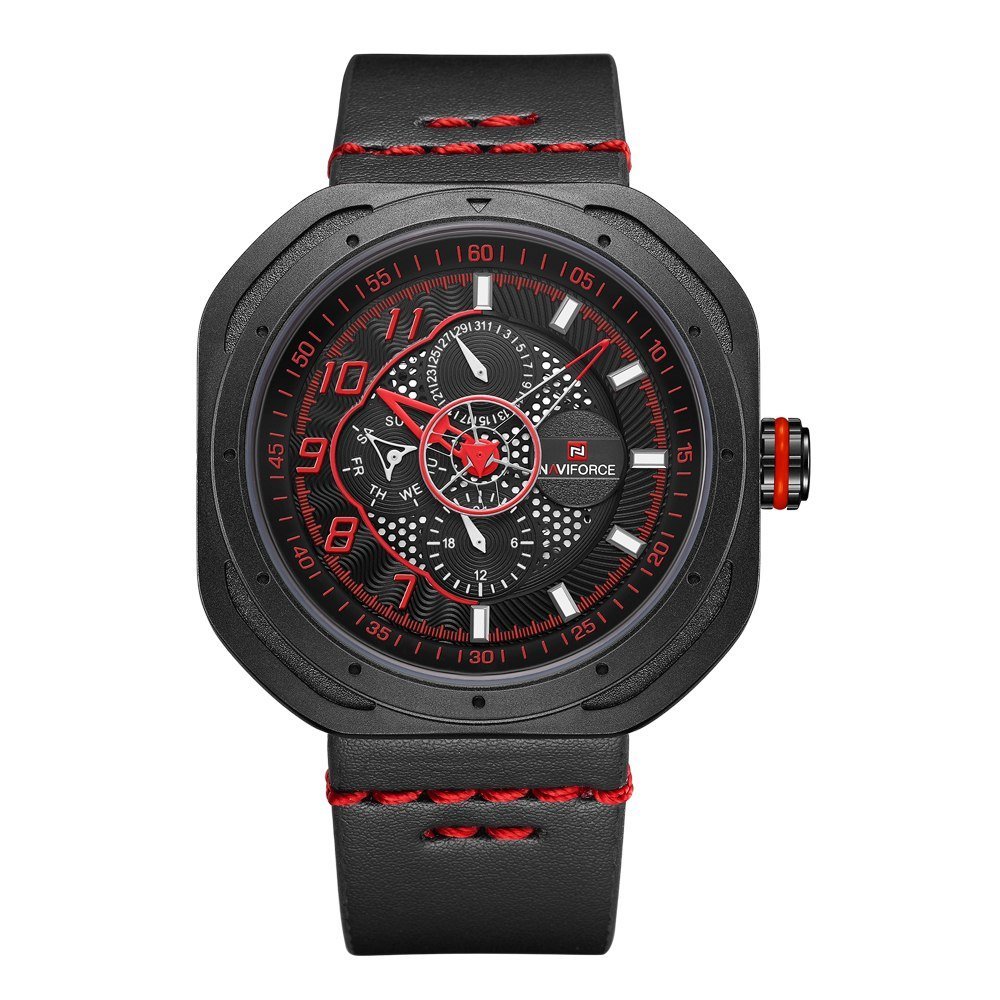 NAVIFORCE 9141 Men's Casual Sport Quartz Watch Mens Watches Top Brand Luxury Leather Strap Army Military Watch Wrist Male Clock