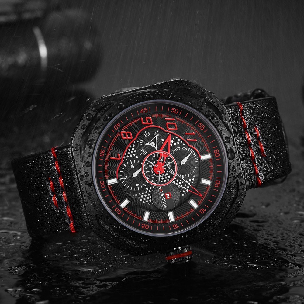 NAVIFORCE 9141 Men's Casual Sport Quartz Watch Mens Watches Top Brand Luxury Leather Strap Army Military Watch Wrist Male Clock