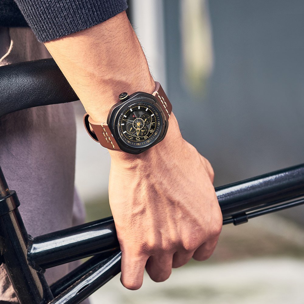 NAVIFORCE 9141 Men's Casual Sport Quartz Watch Mens Watches Top Brand Luxury Leather Strap Army Military Watch Wrist Male Clock