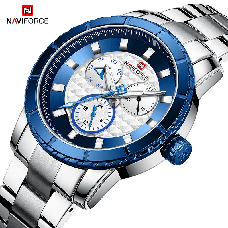 NAVIFORCE NF9145 Black Stainless Steel Chronograph Watch