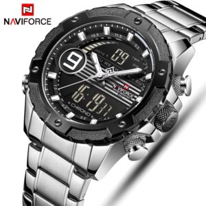 Naviforce 9146 Mens Leather LCD Quartz Wrist Watch