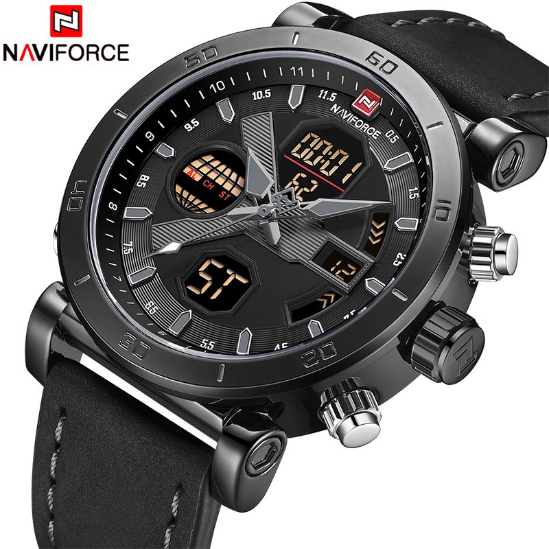 NAVIFORCE 9132 Luxury Brand Sports Military Dual Display Malfunction Wristwatch