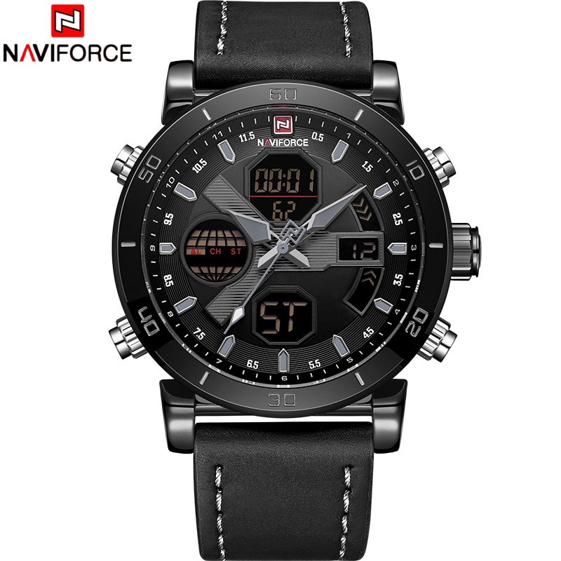 NAVIFORCE 9132 Luxury Brand Sports Military Dual Display Malfunction Wristwatch