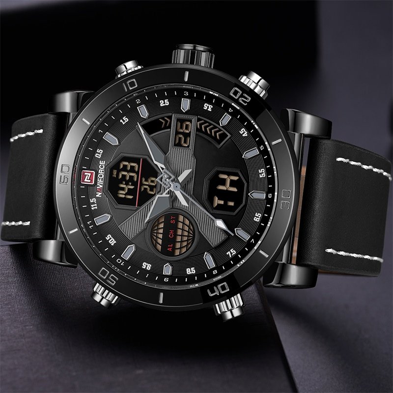 NAVIFORCE 9132 Luxury Brand Sports Military Dual Display Malfunction Wristwatch