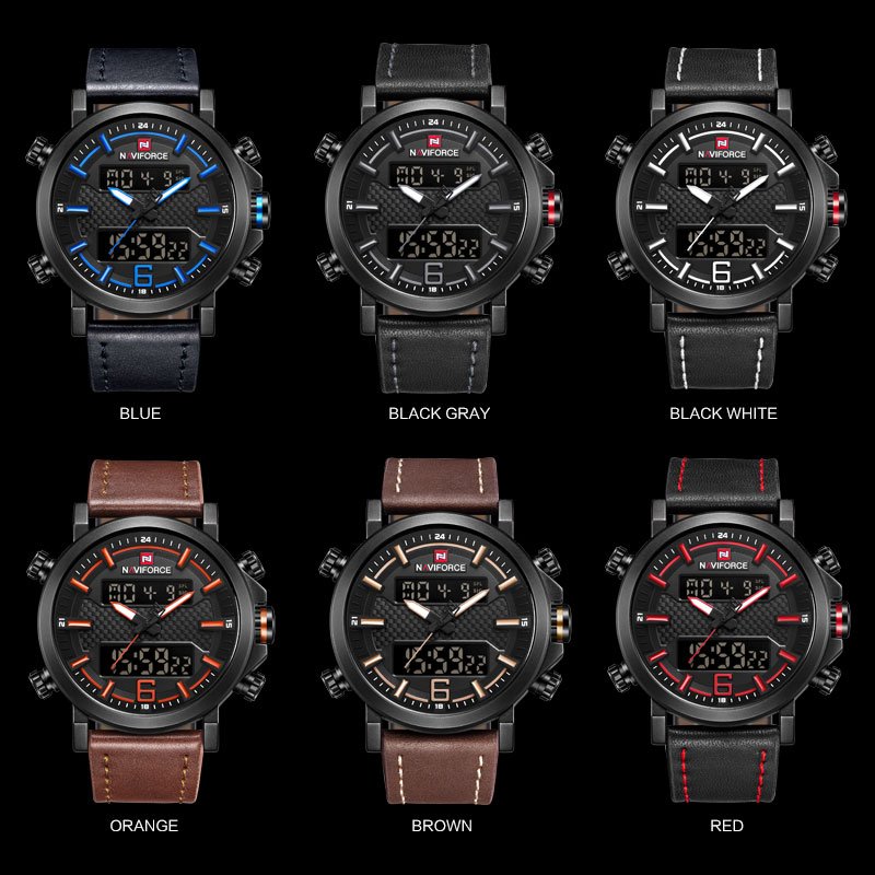 NAVIFORCE 9135 Analog LED Digital Sports Watch Dual Display