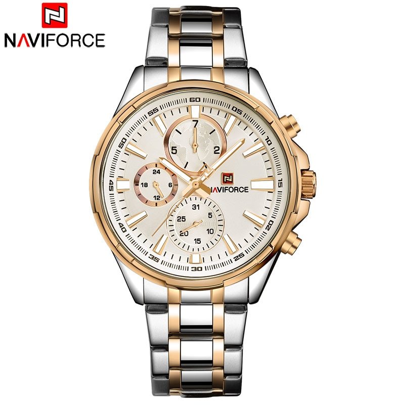 NAVIFORCE 9089 Stainless Steel Chronograph Men 30M Waterproof Sports Watch