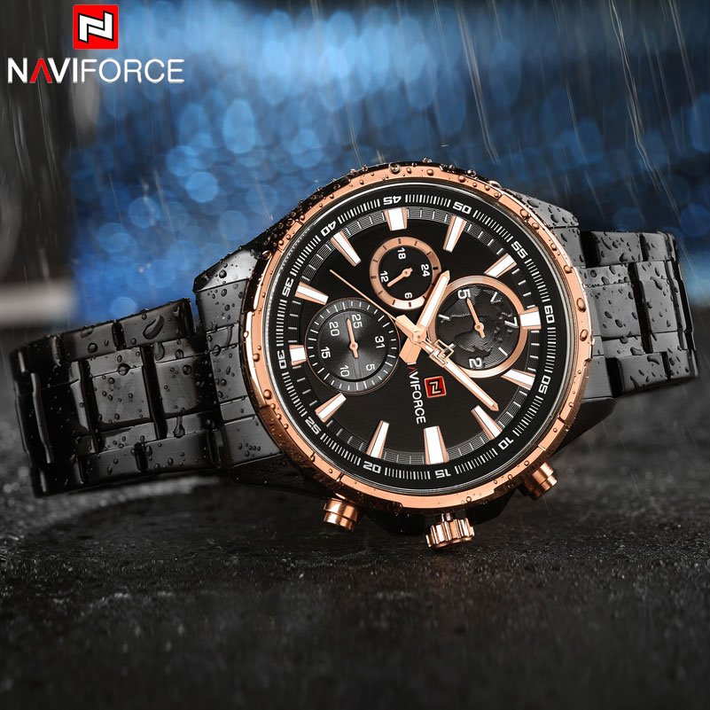 NAVIFORCE 9089 Stainless Steel Chronograph Men 30M Waterproof Sports Watch
