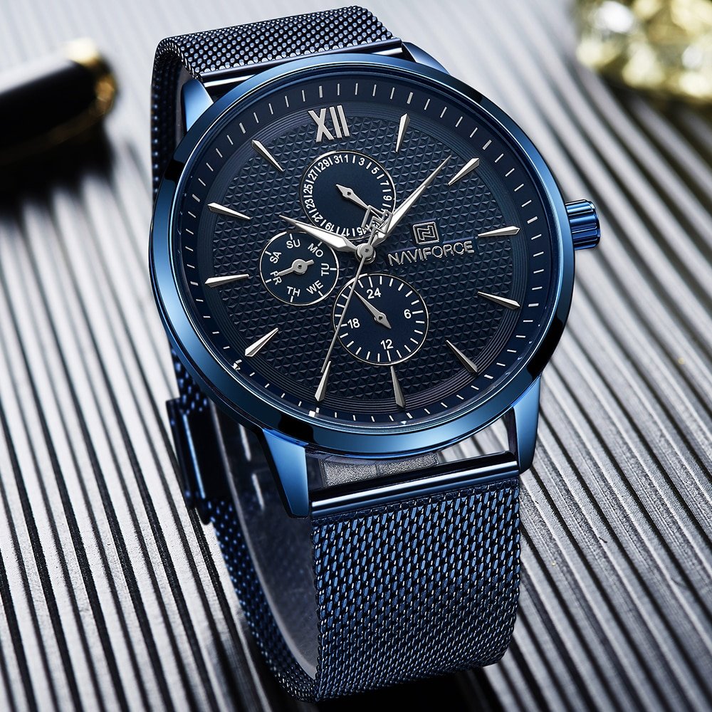 NAVIFORCE 3003 Business Quartz Slim Stainless Steel Mesh Band
