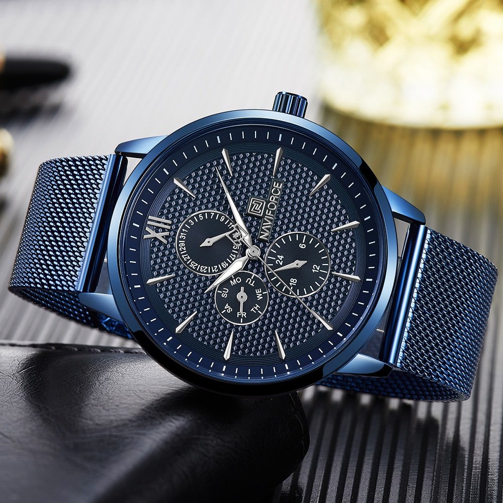 NAVIFORCE 3003 Business Quartz Slim Stainless Steel Mesh Band