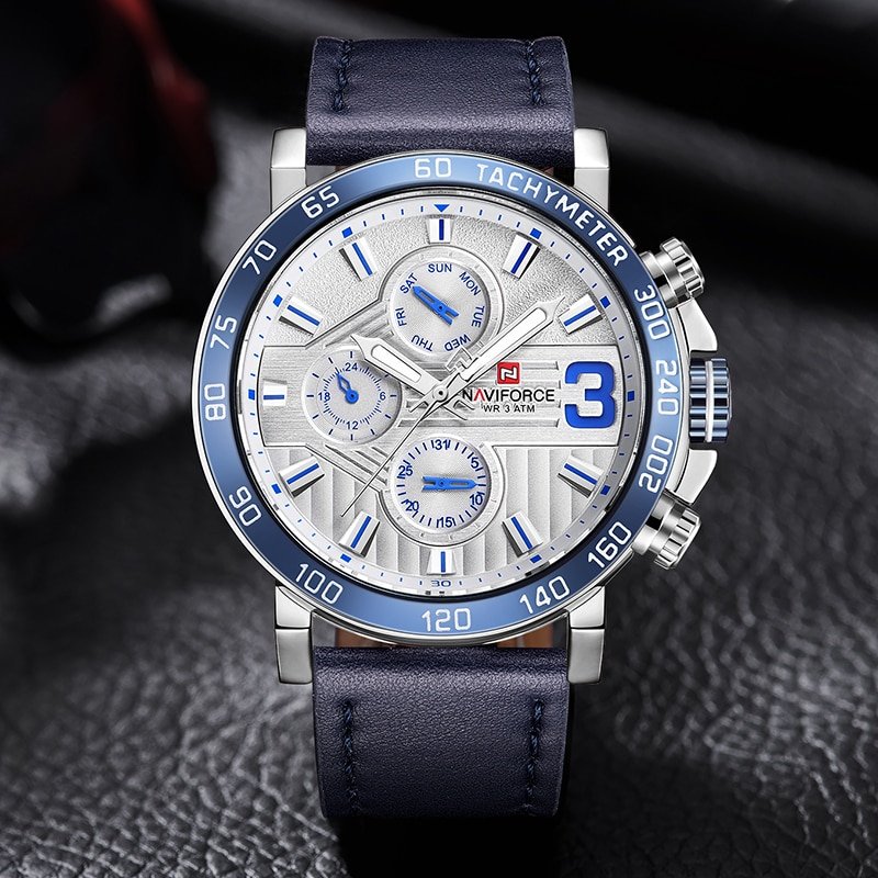 NAVIFORCE 9137 Men's Sports Leather Wrist Strap Analog Quartz Watch