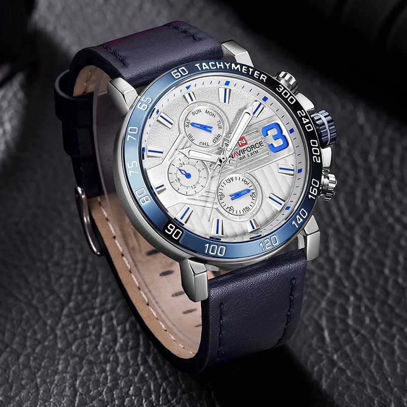 NAVIFORCE 9137 Men's Sports Leather Wrist Strap Analog Quartz Watch