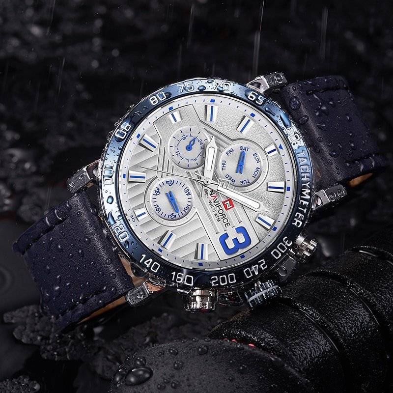 NAVIFORCE 9137 Men's Sports Leather Wrist Strap Analog Quartz Watch