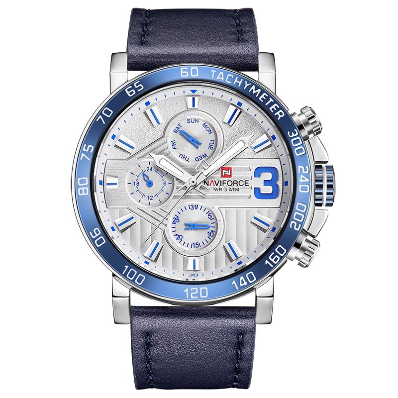 NAVIFORCE 9137 Men's Sports Leather Wrist Strap Analog Quartz Watch