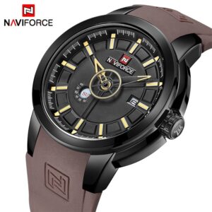 NAVIFORCE 9107 Luxury Brand Military Quartz Analog 3D Face Rubber Clock Men Sports