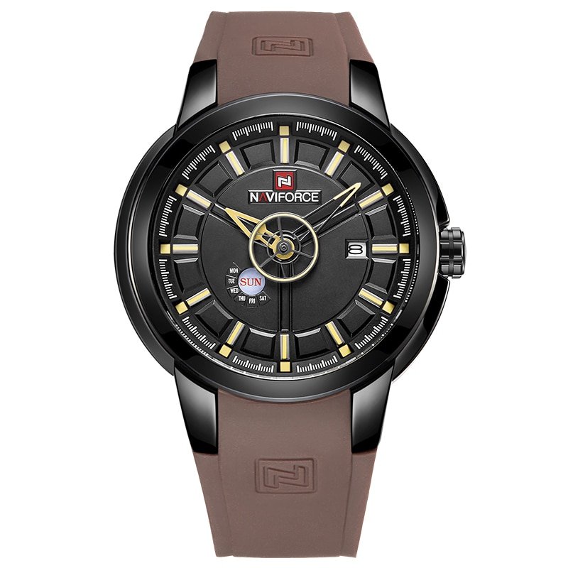 NAVIFORCE 9107 Luxury Brand Military Quartz Analog 3D Face Rubber Clock Men Sports