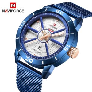 NAVIFORCE 9155 Luxury Sports Watches Men Stainless Steel Date and Week Display