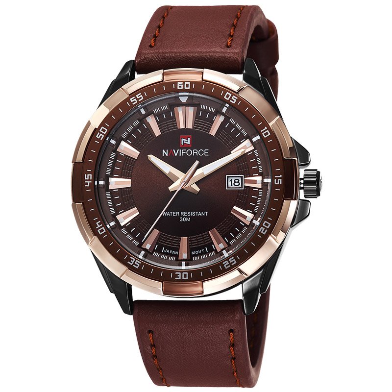 Naviforce NF9056 Men Leather Band Quartz