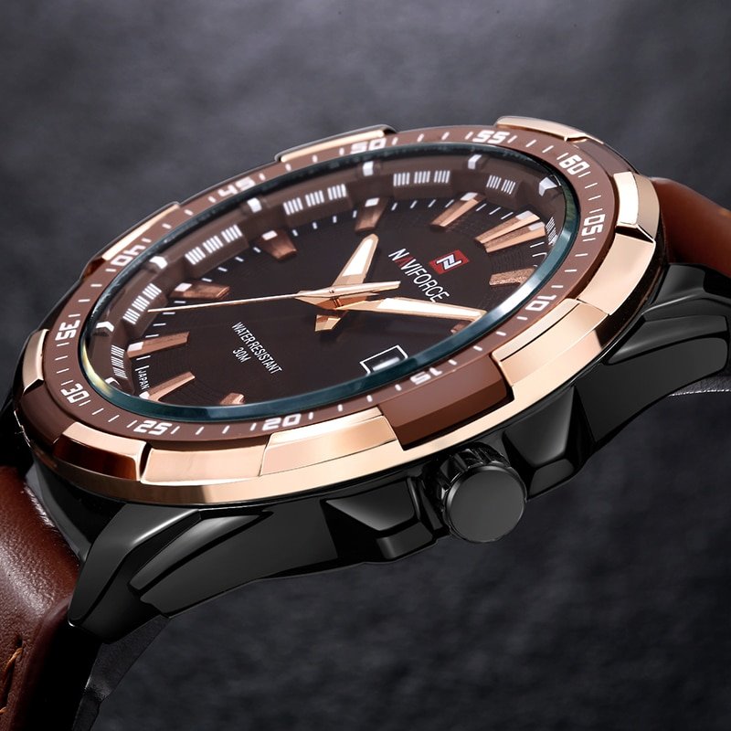 Naviforce NF9056 Men Leather Band Quartz