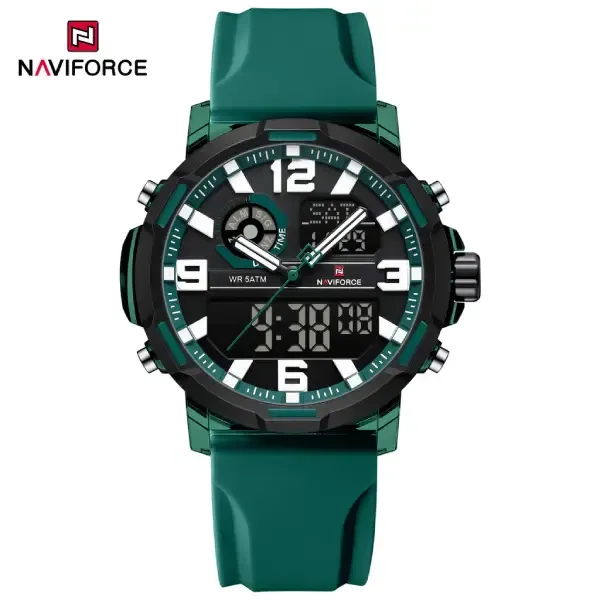 NAVIFORCE NF7130 Men's Digital Watch Drak Green White