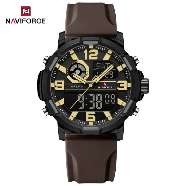 NAVIFORCE NF7130 Men's Digital Watch Brown Yellow