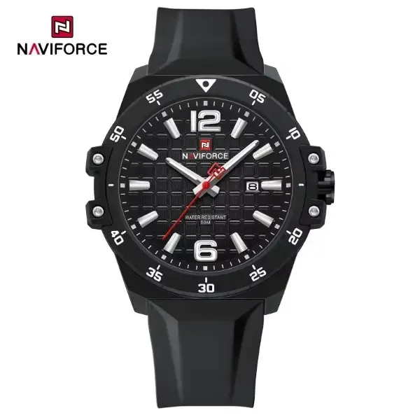 Naviforce 7122 Silicon Strap Watch Black