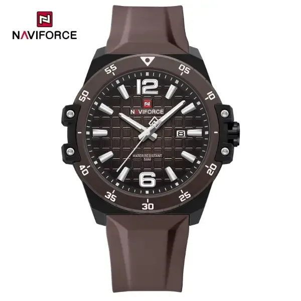 Naviforce 7122 Silicon Strap Watch Coffe