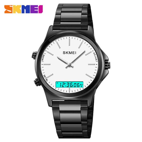 SKMEI 2120 Dual-Display Round Stainless Steel Watch