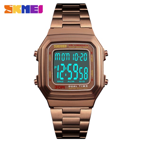 Skmei 1337 Stainless Steel Square Gold Watch