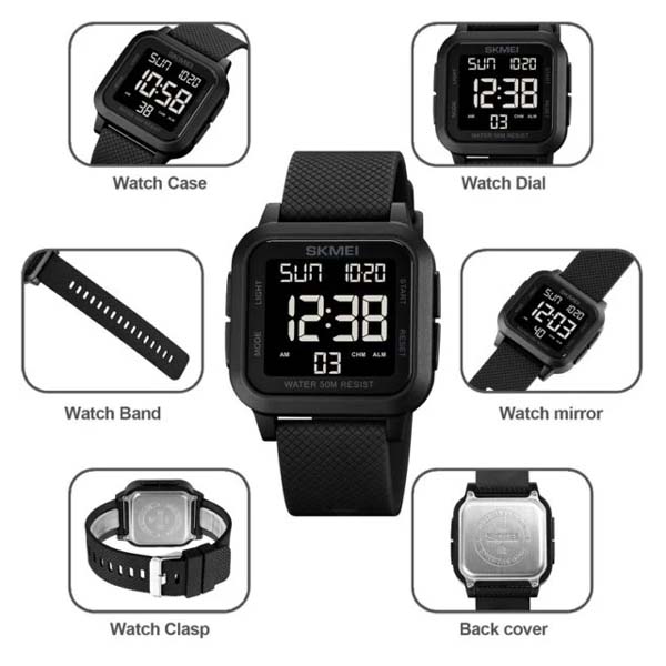 SKMEI 1894 Men Women Waterproof Sport Watch Digtal LED Light Display Watch Alarm Chrono 4