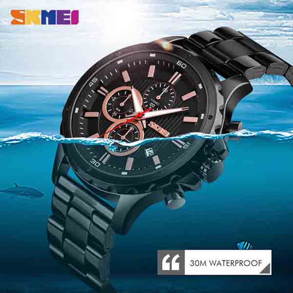 SKMEI 1551 Stainless Steel Large Dial Quartz Watch 5